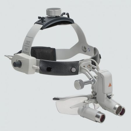 Heine ML4 LED HRP 3.5x - налобный светодиодный осветитель ML4 LED в комплекте с бинокулярными лупами HRP 3,5x и защитным щитком S-Guard 