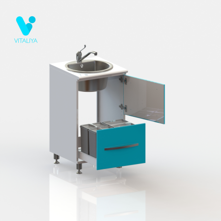 ВИТАЛИЯ М1 ЛЮКС — Медицинская тумба на хромированных ножках с системой сортировки отходов