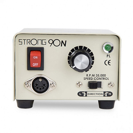 Saeshin STRONG 90N 105L - зуботехнический щеточный микромотор с наконечником 105L и педалью включения–выключения, в коробке, 35000 об/мин