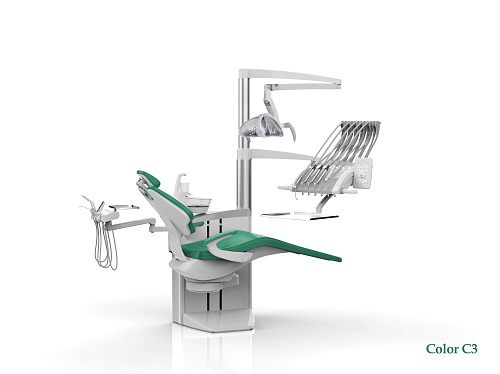 SILVERFOX 8000С CMS0 – Стоматологическая установка с верхней подачей и электрической системой управления инструментами, подачей воздуха и воды