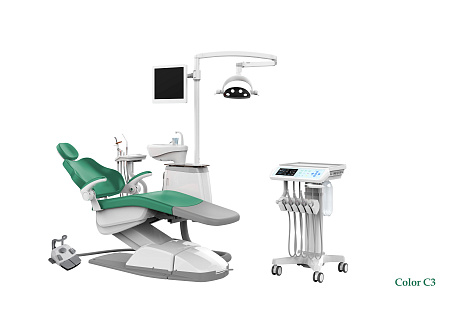 SILVERFOX 8000C-SMS0 CART – Стоматологическая установка с подкатным блоком врача и с мягкой обивкой